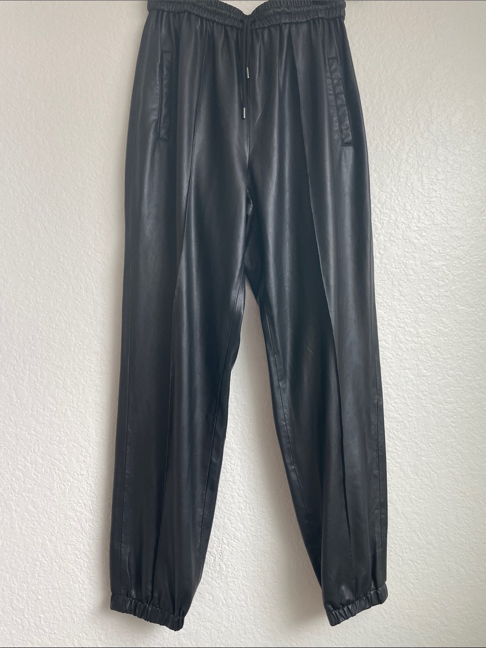 Blank NYC Women's Black Faux Leather Joggers | 28